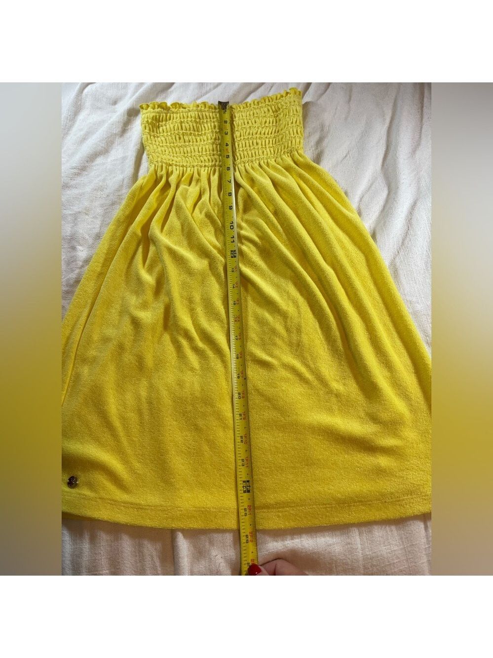 Lilly Pulitzer yellow strapless smocked dress stretchy terry cloth cover Sz XXS - Picture 8 of 8